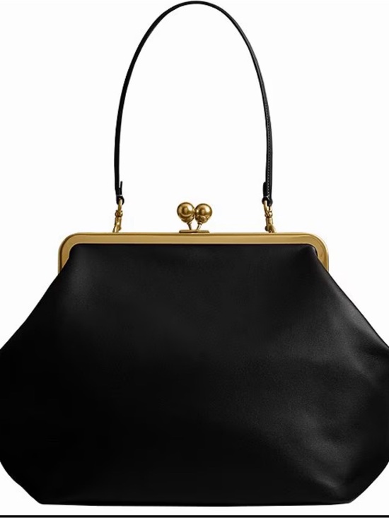 Handbags - Large Oversized Kisslock Frame Shoulder Clutch Bag